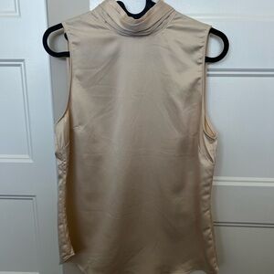 Mock Neck Sleeveless Satin Top